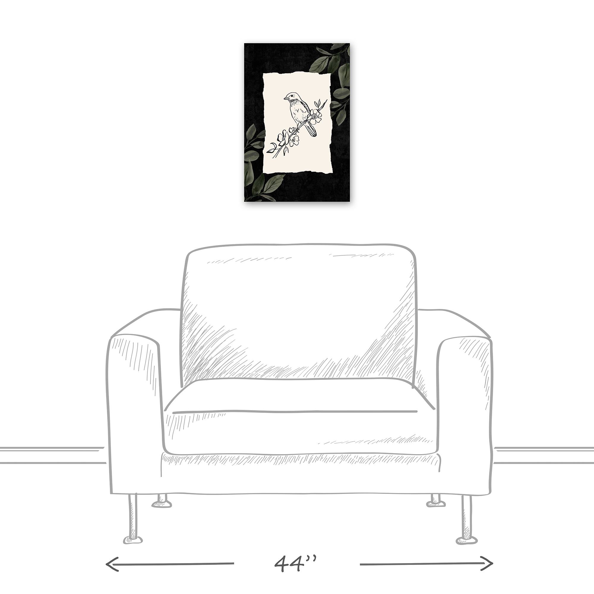 Bird On Leaf 12" x 18" Canvas Wall Art